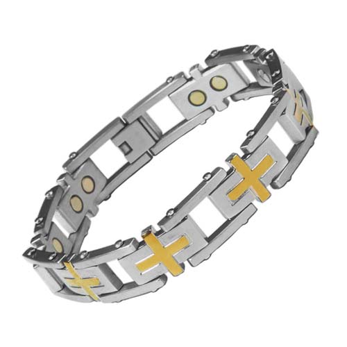 Aarogyam Energy Jewellery Golden and Silver Colour Plated BioMagnetic  Therapy Metal Bracelet : Amazon.in: Fashion